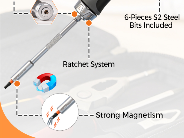 HORUSDY 6-in-1 Ratcheting Screwdriver Set