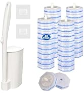 Disposable Toilet Brush Set,40 Pre-Filled Refills,Upgraded No-Shed Fiber Pads with 5X Powerful Cl...