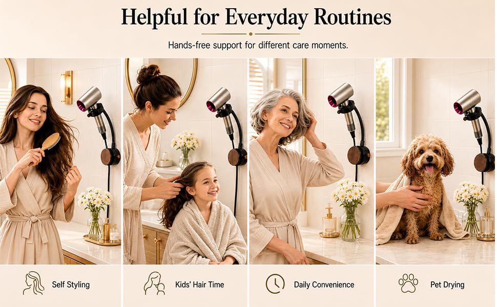 Hands-free dryer holder for styling women