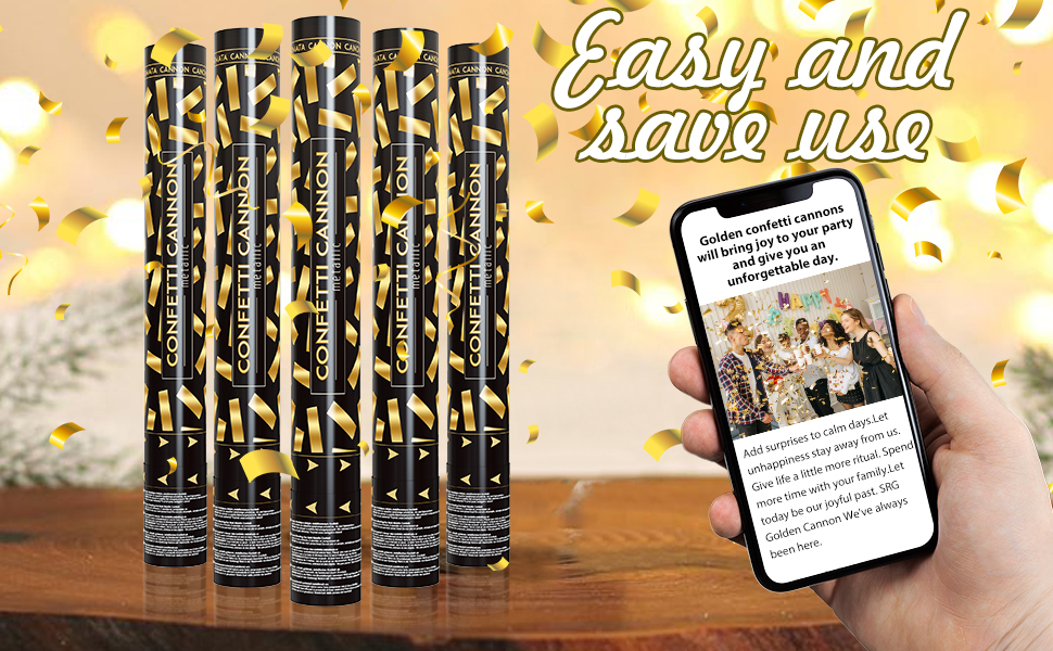 15&amp;#34; Extended Gold Confetti Cannon