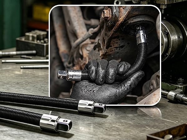 1/4&amp;#34;, 3/8&amp;#34;, 1/2&amp;#34; 3-Piece Flexible Socket Extension Set