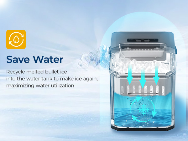 Table Top Ice Maker Machine Water Circulation Design, Unused Ice Melts and Then Re-Makes Ice