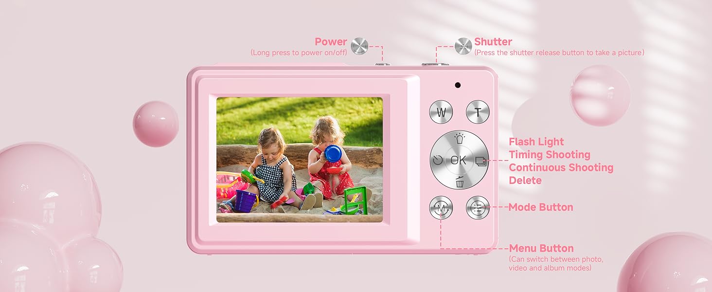 1080p pink digital camera for kids,vintage digital camera.digital camera pink