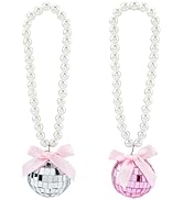 DICOSMETIC 2Pcs 2 Colors Car Rear View Mirror Accessories 17.5cm Disco Ball Car Mirror Hanging Re...