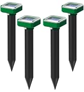 Solar Mole Repellent, Ultrasonic &amp; Solar Powered Gopher Repellent, Waterproof Sonic Groundhog Rep...