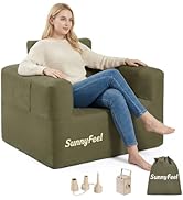 SUNNYFEEL Inflatable Sofa Chair, Heavy Duty 330LBS Portable Air Sofa with Built-in Pump, 1000D Ox...