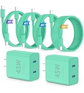 QZIIW Super Fast Samsung Charger Type C,45W Dual Port USB C Fast Charger Block [2-Pack] &amp; Extra L...