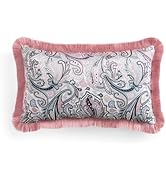 Ted Baker Velvet Decorative Accent Throw Pillow - Paisley Design, 12 x 20 Inch, Pink Mauve