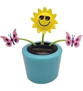 Cute Solar Dancing Flowers Swinging Sunflower Insect Flip Flap Flowers Eco-Friendly Solar Power B...