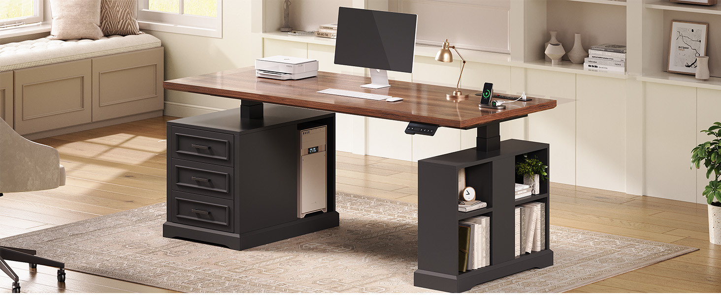 standing desk with drawer