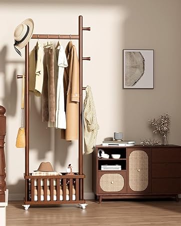 Coat Rack with Storage Basket