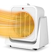 Heater and Fan Combo for Desk, 2 in 1 Heater Fan w/Fast Heating &amp; Fan Modes, 45° Adjustable Angle...