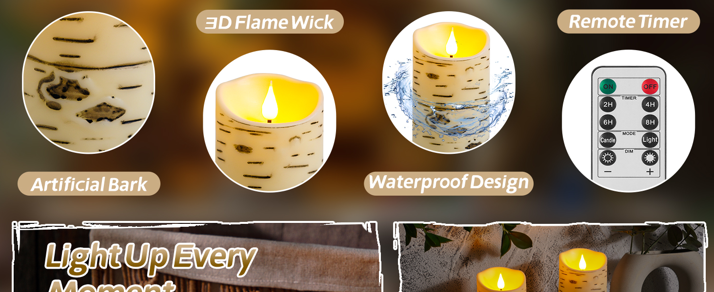 birch flameless candles