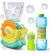 Rechargeable Bubble Machine for Kids with 33.8fl oz(1000mL) Solution – Extra Large Bubbles with B...