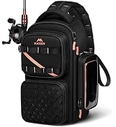 MATEIN Fishing Sling Bag with Lure Rod Holder &amp; Phone Pouch, Waterproof 3600 Tackle Box Backpack ...