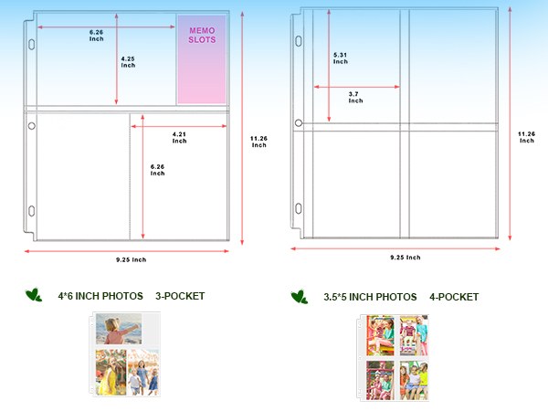 3.5 x 5Photo Sleeves for 3 Ring Binder