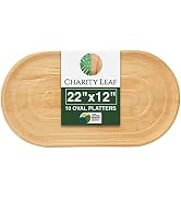 Charity Leaf 10-Pack 22"x12" Palm Leaf Trays | Eco-Friendly, Compostable Platters for Weddings, C...