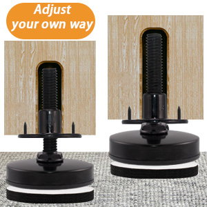 Black metal leveling feet with 2 inch base for cabinet and machine stand