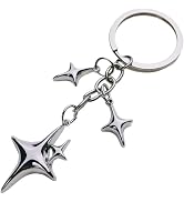1Pc Silver Cute Star Moon KeychainStainless Steel Key Ring Purse Handbag Backpack Bag Charms Car ...