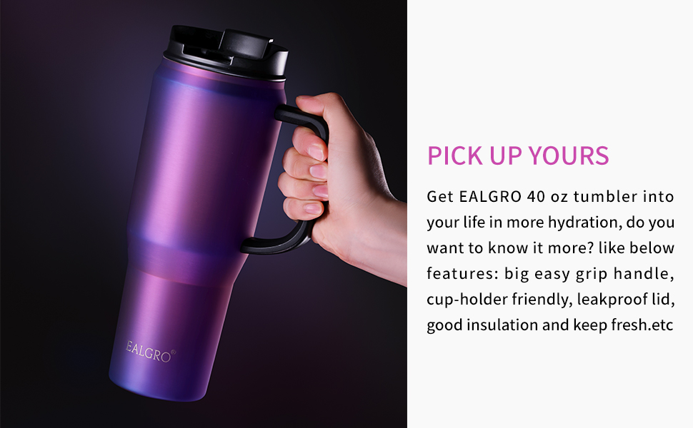 EALGRO 40 oz tumbler with handle and straw A+ Part2