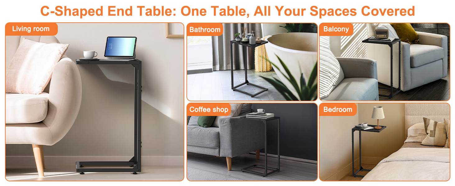 C-Shaped End Table for Living Room, Bedroom &amp;amp; Balcony
