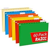 Hanging File Folders, RAZCC 60 Pack Reinforced Hanging Folders Letter Size, Designed for Bulky Fi...