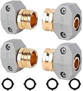 Triumpeek 2 Sets Garden Hose Repair Kit, Aluminum Male and Female Coupling Menders with Zinc Clam...