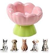 DIF DECO Ceramic Raised Cat Bowl, Pink Elevated Cat Food Bowls for Food and Water Protecting Spin...