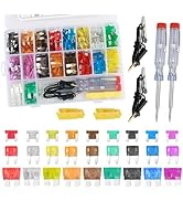 Car Fuses Assortment Kit with Car Fuse Tester,3-Size Fuses Automotive Kit with Standard &amp; Mini &amp; ...