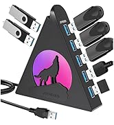 7 Port USB Hub, JoyReken USB 3.0 Hub with 2 FT Long Cable, Vertical USB Extension Hub for Laptop,...