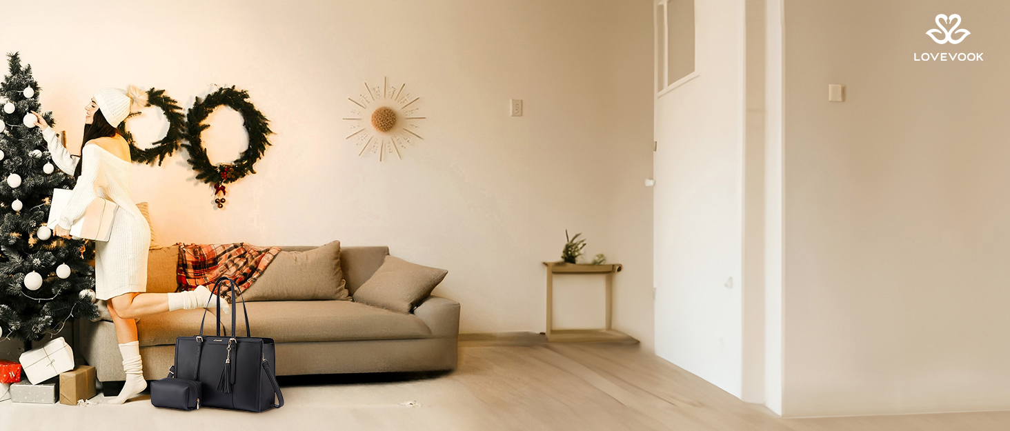 LOVEVOOK Laptop Bag for Women 15.6 inch Lightweight Canvas Laptop Tote Bag