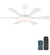 Surtime Ceiling Fans with Lights-47 Low Profile Ceiling Fan with Light and Remote/APP Control,Flu...