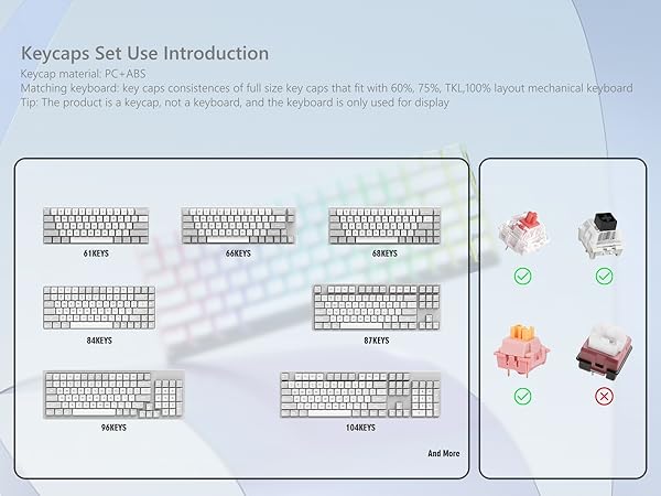 Shine Through PBT Keycaps, Custom Keycaps 60 75 100 Percent OEM Profile
