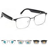 Bluetooth Glasses for Women &amp; Men, Smart Glasses with Anti-Blue Light &amp; UV Protection, Auto Color...