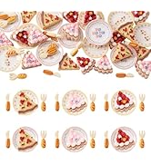 Magibeads 42Pcs Mini Cakes Tableware Kit Decorations Dollhouse Accessories Imitation Miniature De...