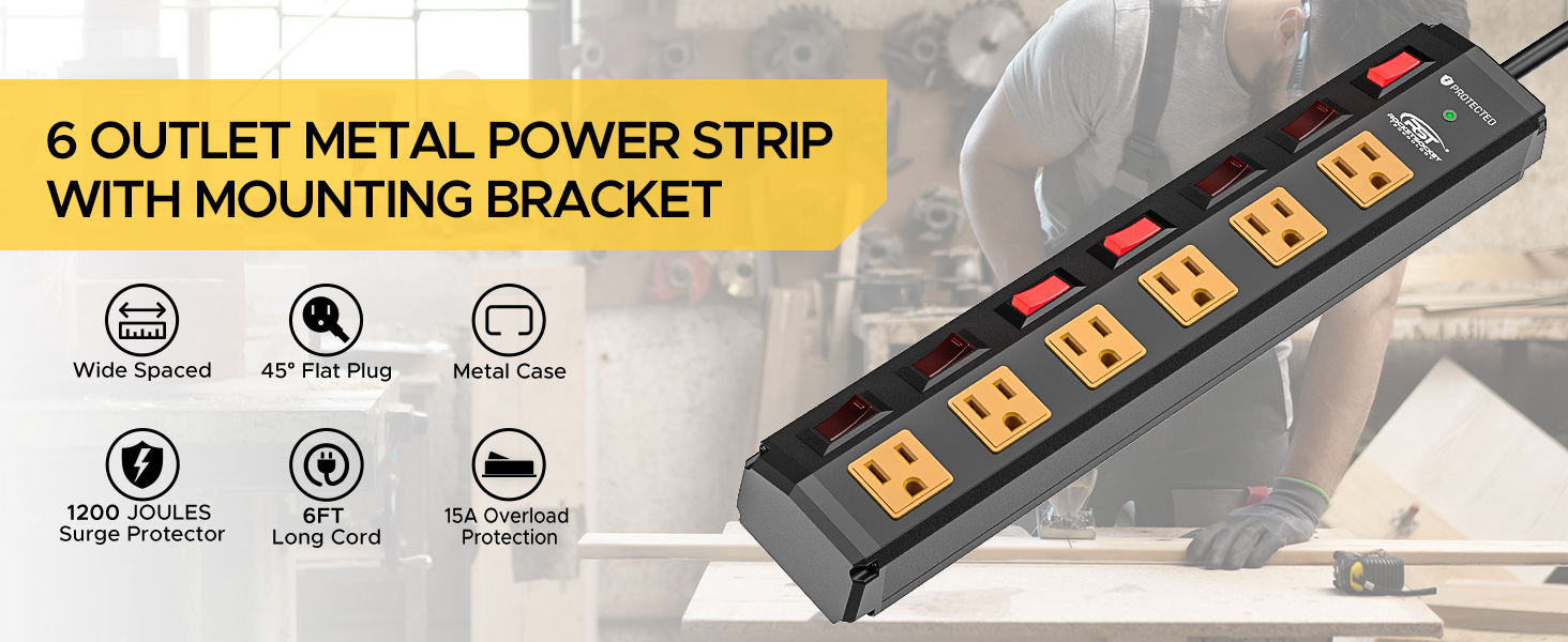 power strip with individual switches, surge protector power strip