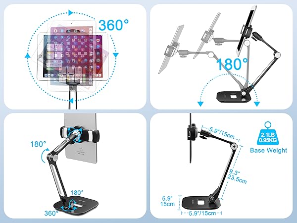 Long Arm Aluminum Tablet Stand