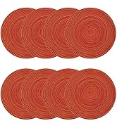 pigchcy Round Placemats Set of 8 Braided Cotton Table Mats Heat Resistant for Dinner Parties Than...