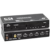 4 Ports 4K HDMI Switch Audio Extractor with Optical Toslink SPDIF/Coaxial / 3.5mm L/R Audio Out, ...
