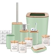 IMAVO Green Bathroom Set,10 Pcs Plastic Gift Set,4 Qtip Holder Dispenser,Toothbrush Cup,Soap Disp...