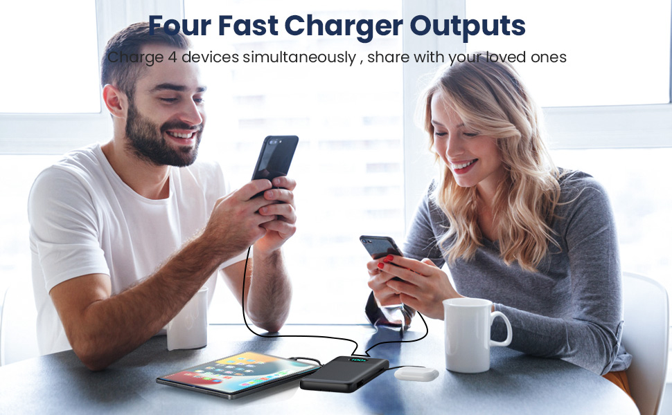 portable charger with built in cables