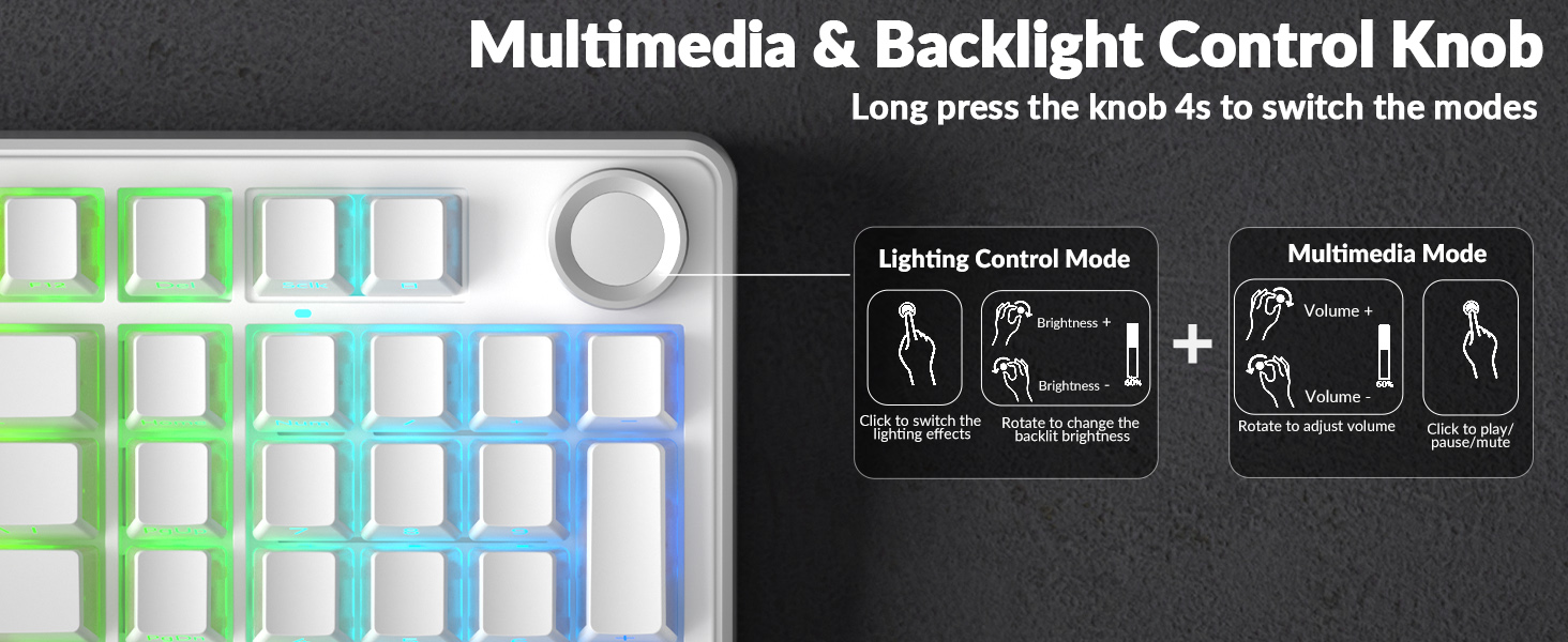 mechanical keyboard with number pad knob wireless silent mechanical keyboard pc custom keyboard