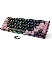 GEODMAER 65% Wireless Gaming Keyboard, LED Backlit Gaming Keyboard, 68 Keys Ultra-Compact Anti-gh...