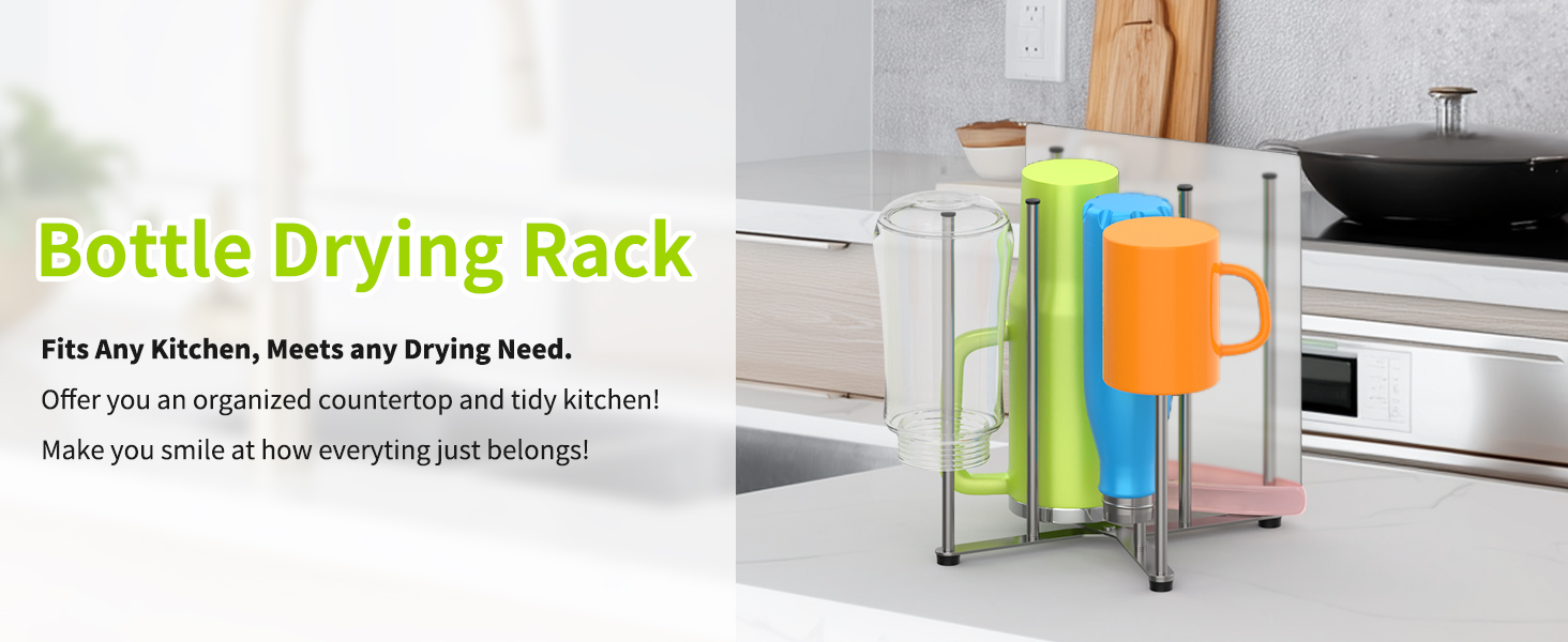 stainless steel bottle drying rack fits any kitchen