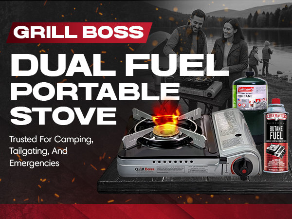 Grill Boss Dual Fuel Portable Stove, Dual Fuel Butane &amp; Propane Stoves