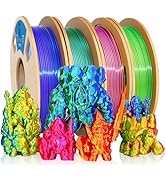 PLA Filament 1.75mm, Tri-Colors 3D Printer Filament, Rainbow PLA Filament Bundle, Coextrusion 3D ...