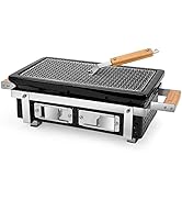 Onlyfire Charcoal BBQ Grill Hibachi Grill with Grid Lifter, Portable Yakitori Grill with Stainles...