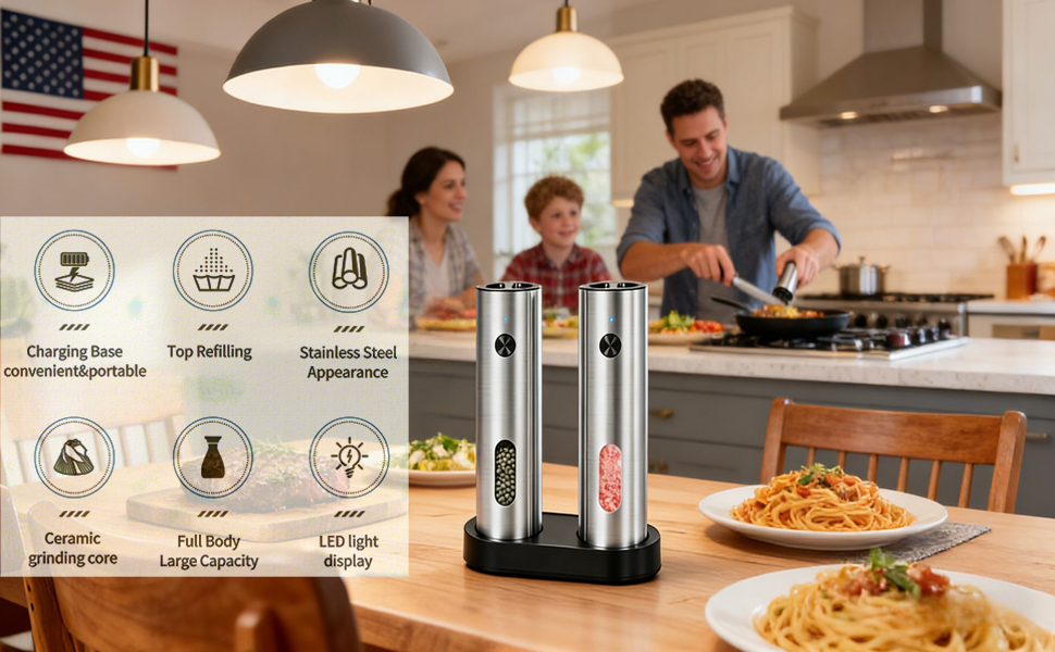 Electric Salt and Pepper Grinder Set