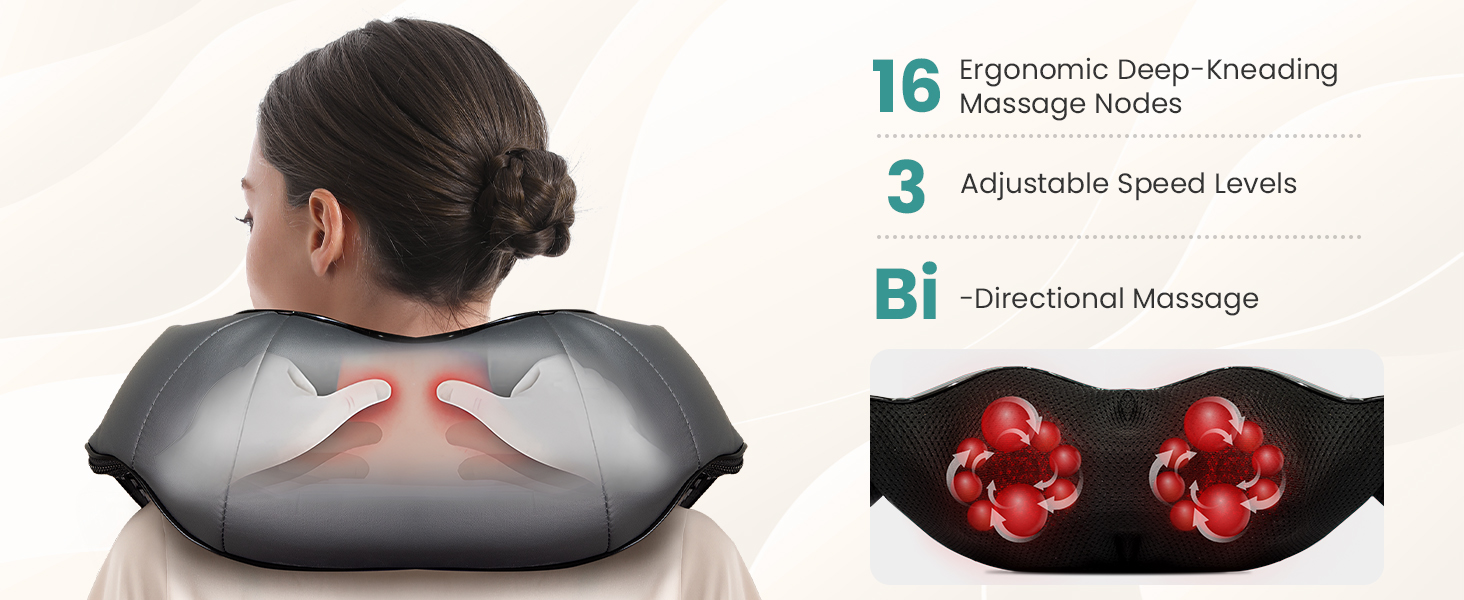 Nekteck Shiatsu Neck Massager for Pain Relief Deep Tissue with Heat gifts for men women birthday