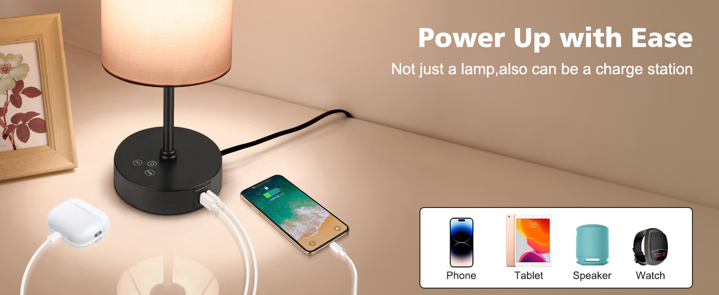 a USB charging ports and a type C charging ports (5 V/2 A) on the base